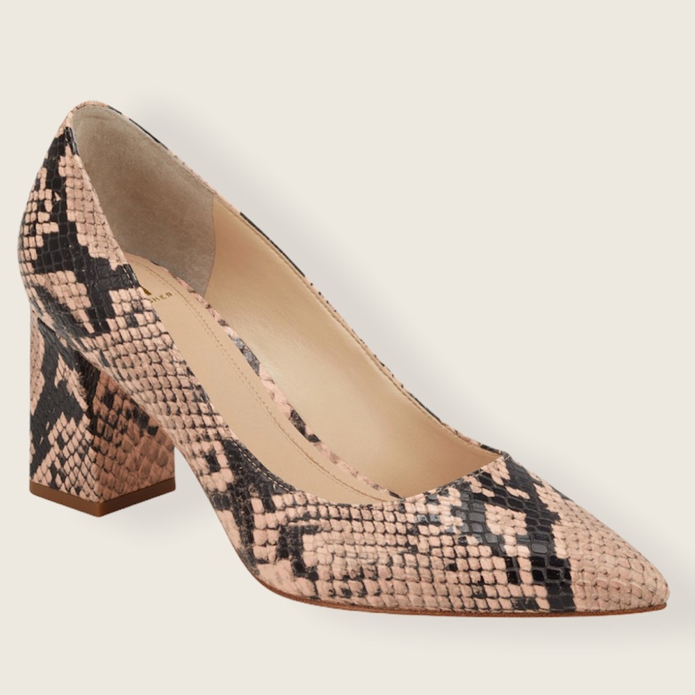Marc Fisher | pink embossed leather block heel